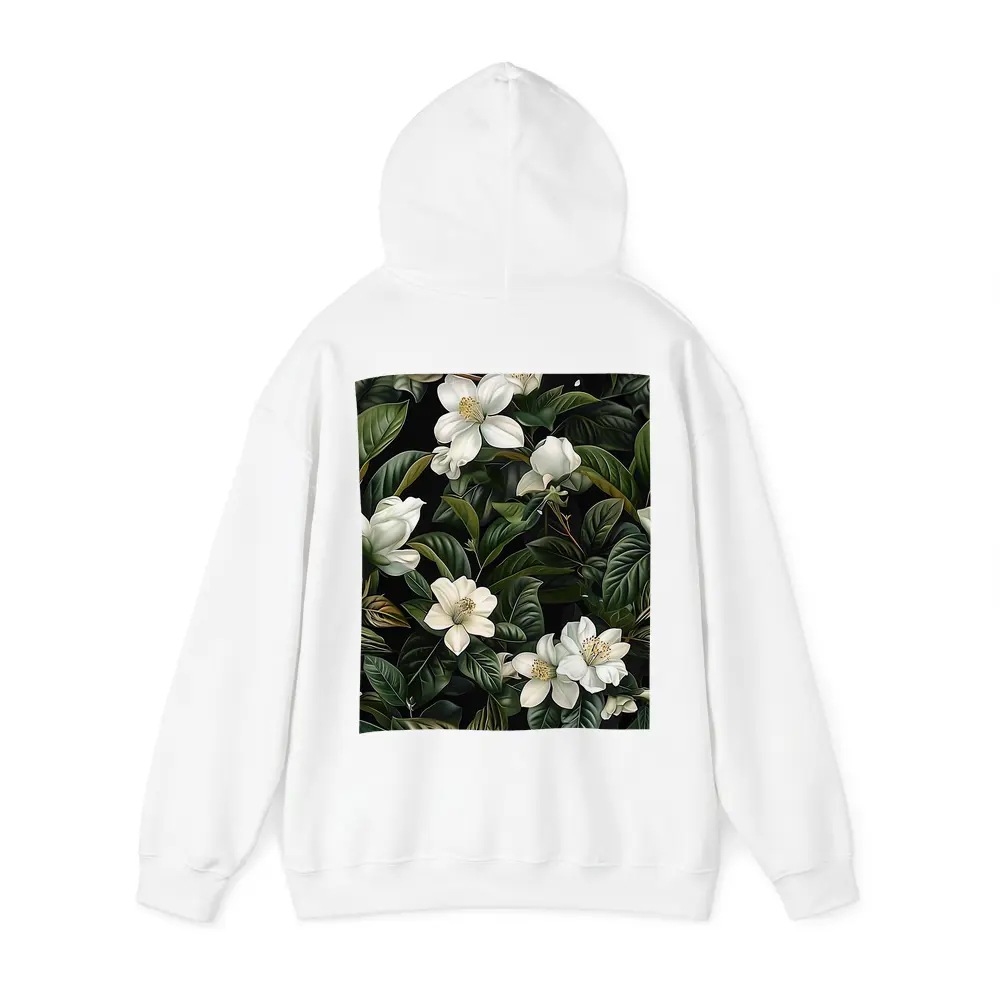 White Magnolia Flowers Dark Green Botanical – Hoodies