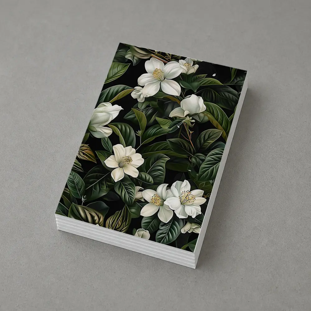 White Magnolia Flowers Dark Green Botanical – Postcards