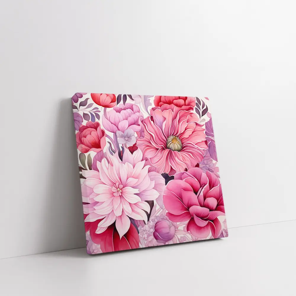 Pink Peonies Dahlias Floral Watercolor Art – Wall Art