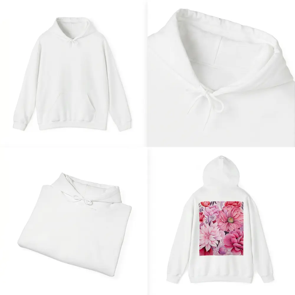 Pink Peonies Dahlias Floral Watercolor Art – Hoodies