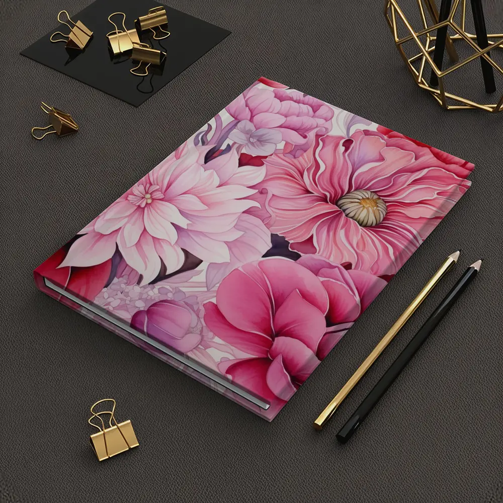Pink Peonies Dahlias Floral Watercolor Art – Notebooks