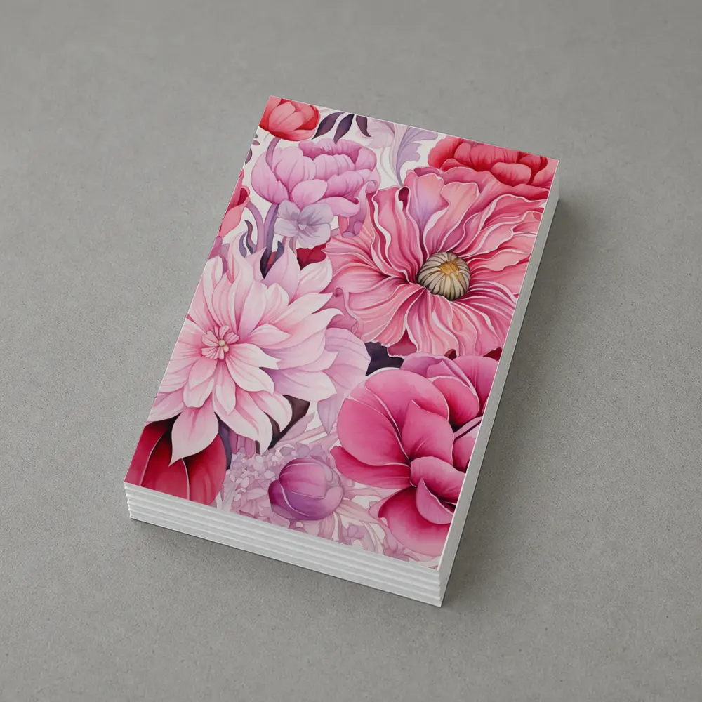 Pink Peonies Dahlias Floral Watercolor Art – Postcards