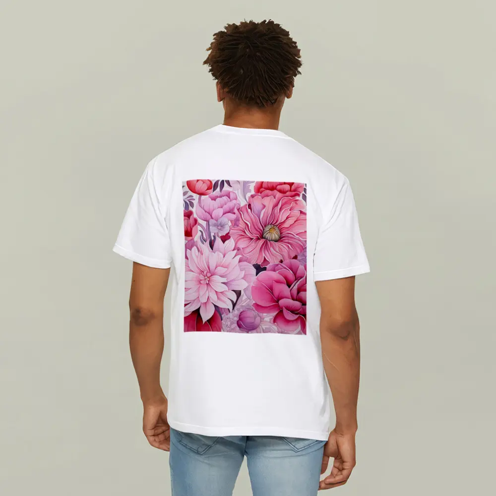 Pink Peonies Dahlias Floral Watercolor Art – T-Shirts
