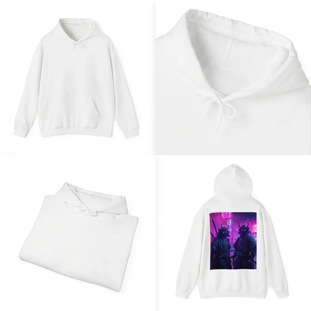 Neon Samurai Warriors Dark Cyberpunk City Street – Hoodies