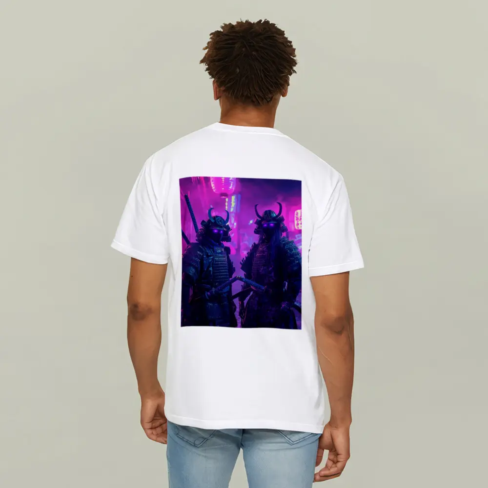 Neon Samurai Warriors Dark Cyberpunk City Street – T-Shirts