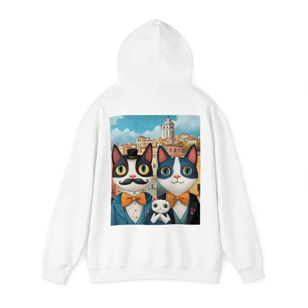 Cat Family Portrait Colorful City Background – Hoodies