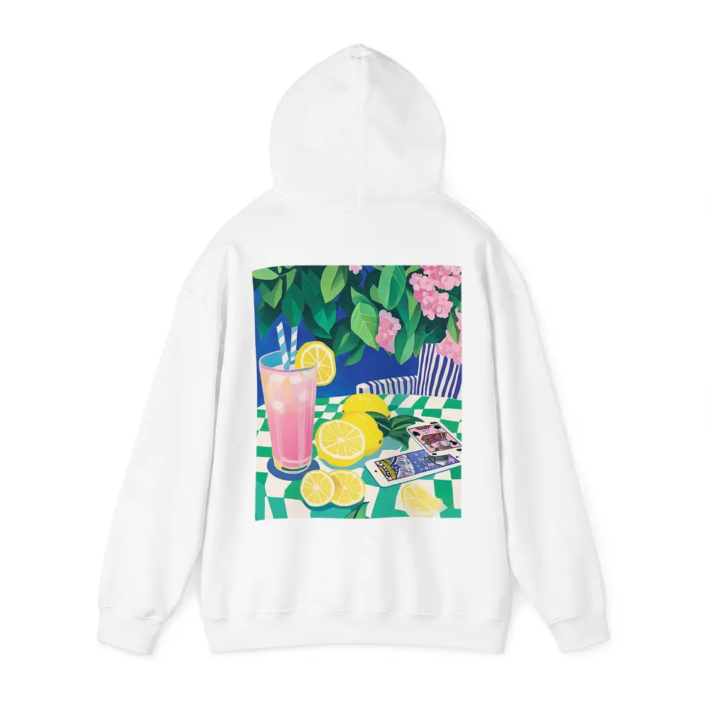 Pink Lemonade Still Life Checkered Table Art – Hoodies