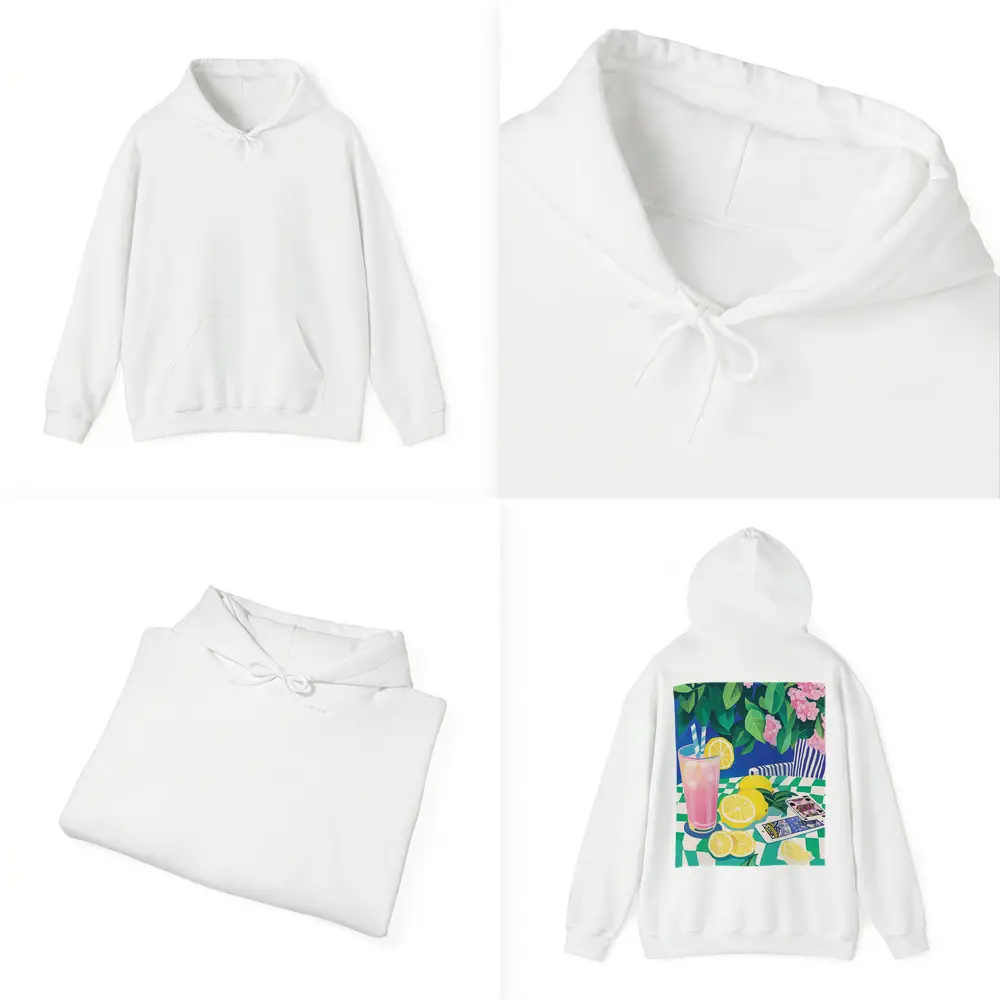 Pink Lemonade Still Life Checkered Table Art – Hoodies