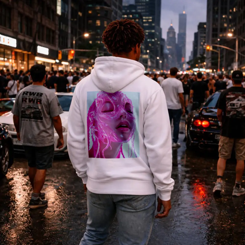 Pink Futuristic Transparent Face Mask Woman – Hoodies