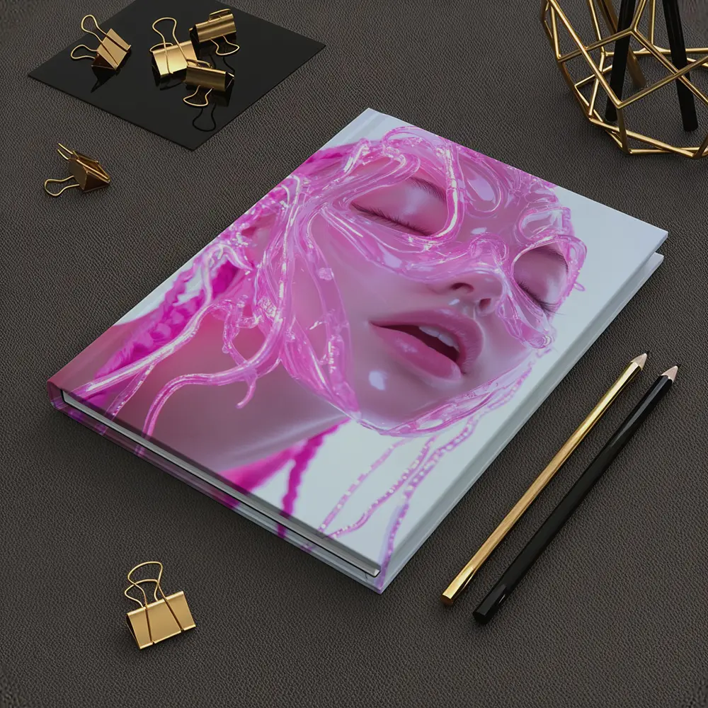 Pink Futuristic Transparent Face Mask Woman – Notebooks