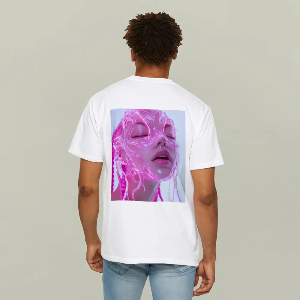 Pink Futuristic Transparent Face Mask Woman – T-Shirts