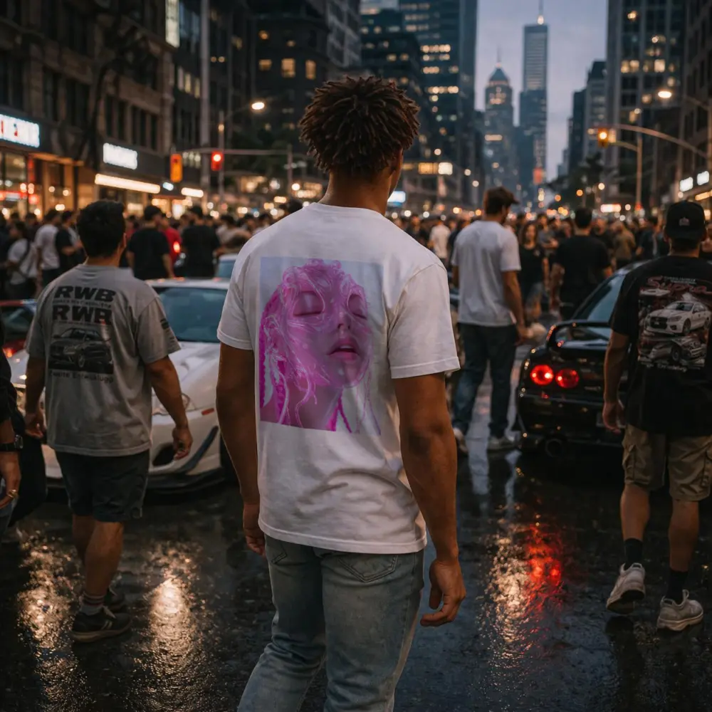Pink Futuristic Transparent Face Mask Woman – T-Shirts