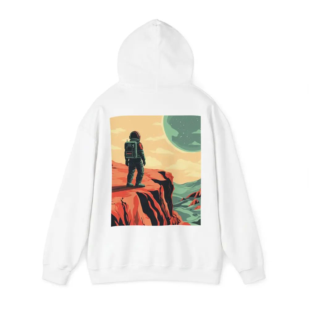 Astronaut Standing On Red Planet Cliff – Hoodies