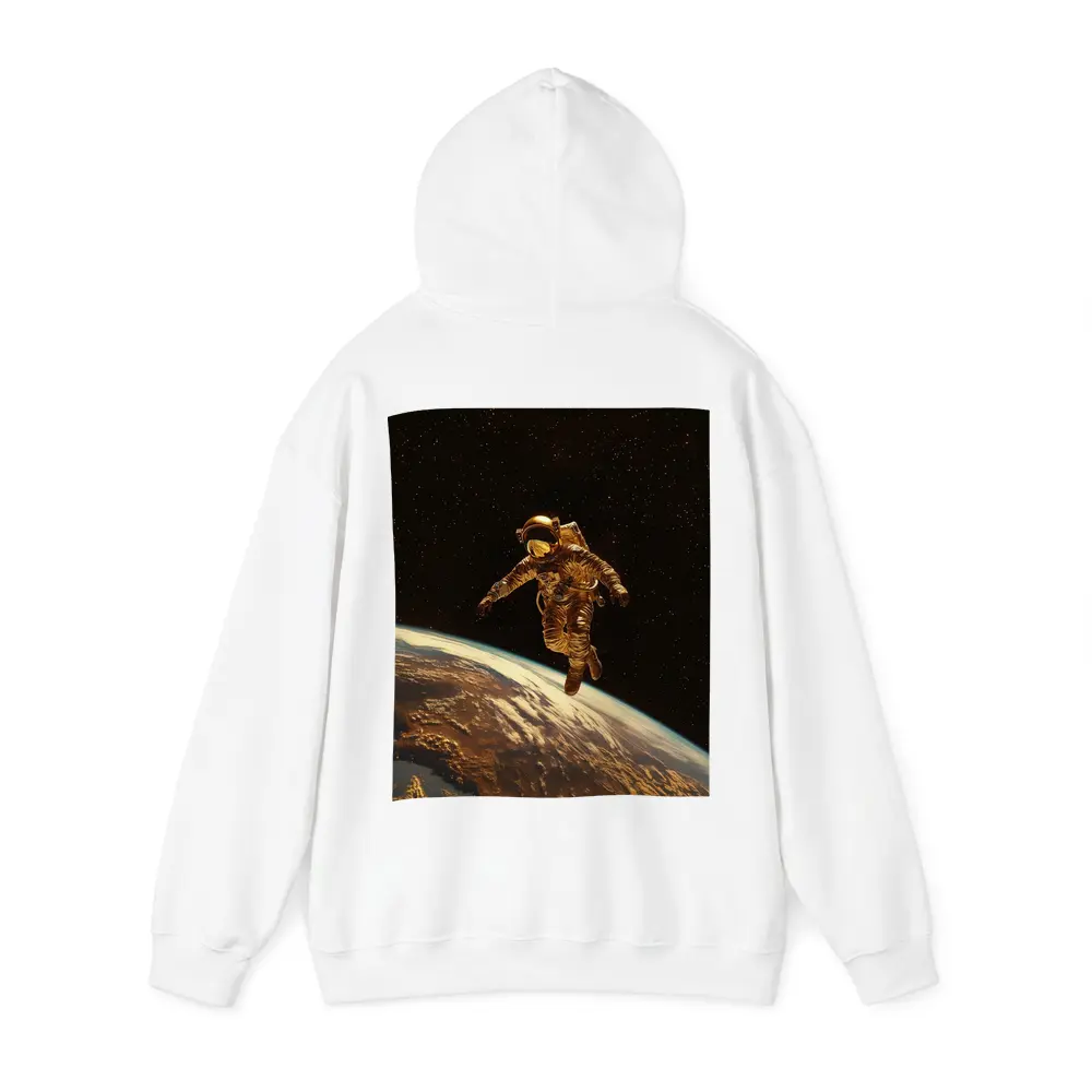 Gold Astronaut Floating Above Earth Stars – Hoodies