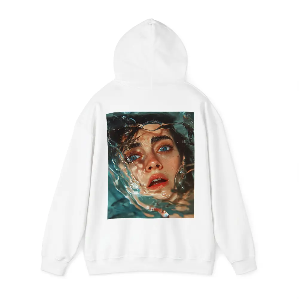 Woman Emerging From Blue Water Portrait – Hoodies
