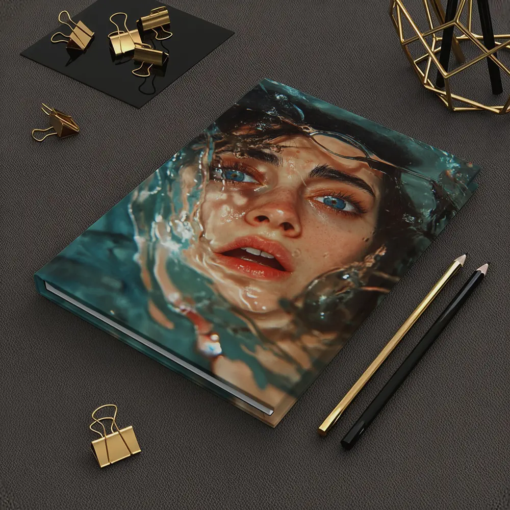 Woman Emerging From Blue Water Portrait – Notebooks
