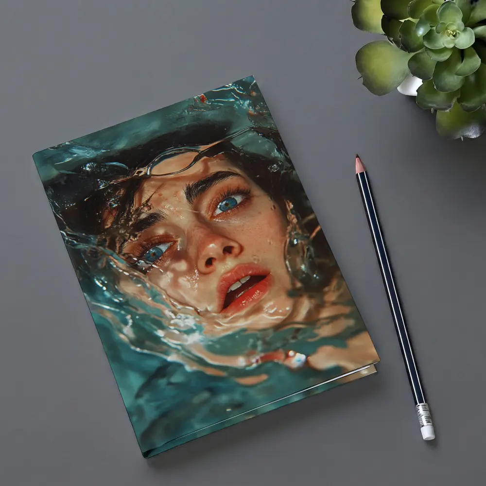 Woman Emerging From Blue Water Portrait – Notebooks