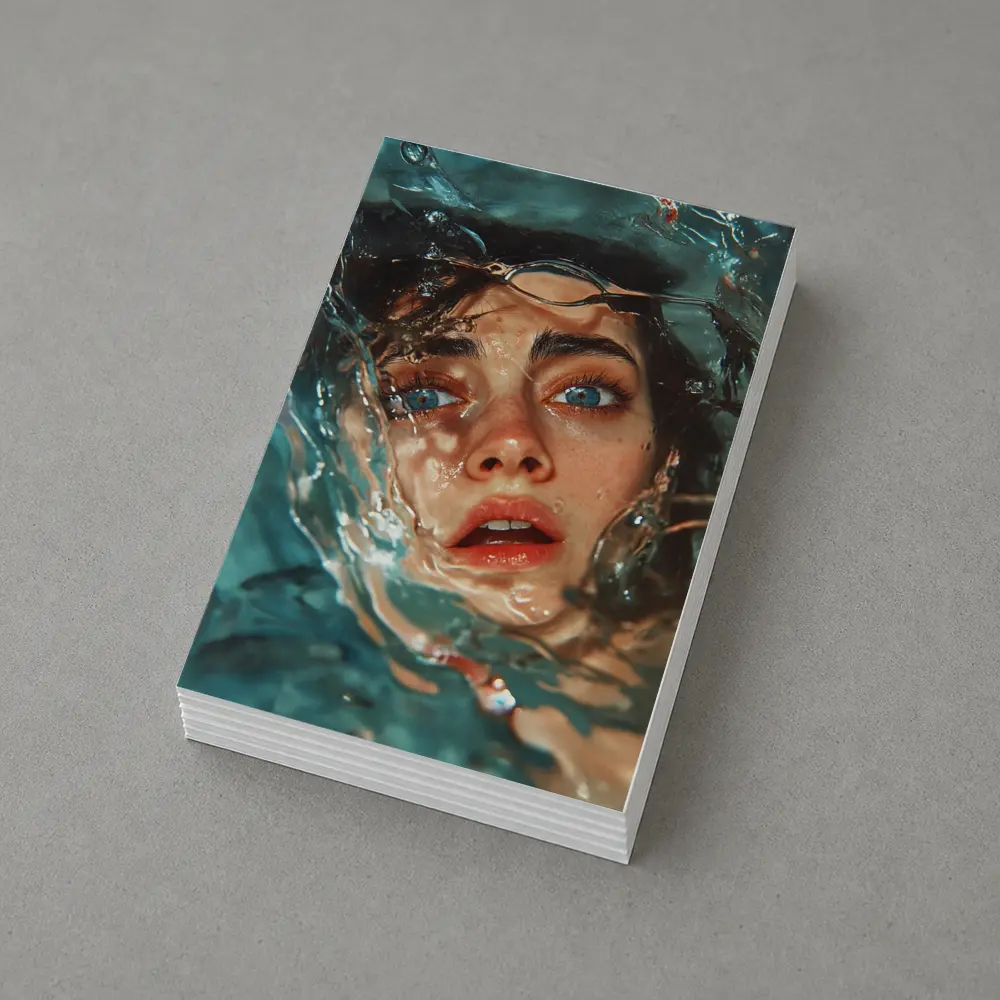 Woman Emerging From Blue Water Portrait – Postcards