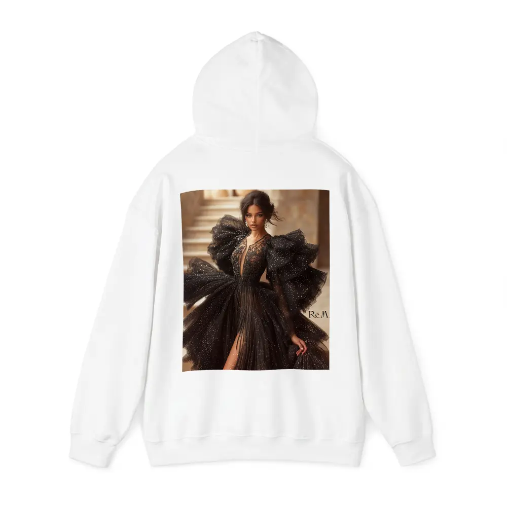 Black Glitter Tulle Gown Woman Portrait – Hoodies