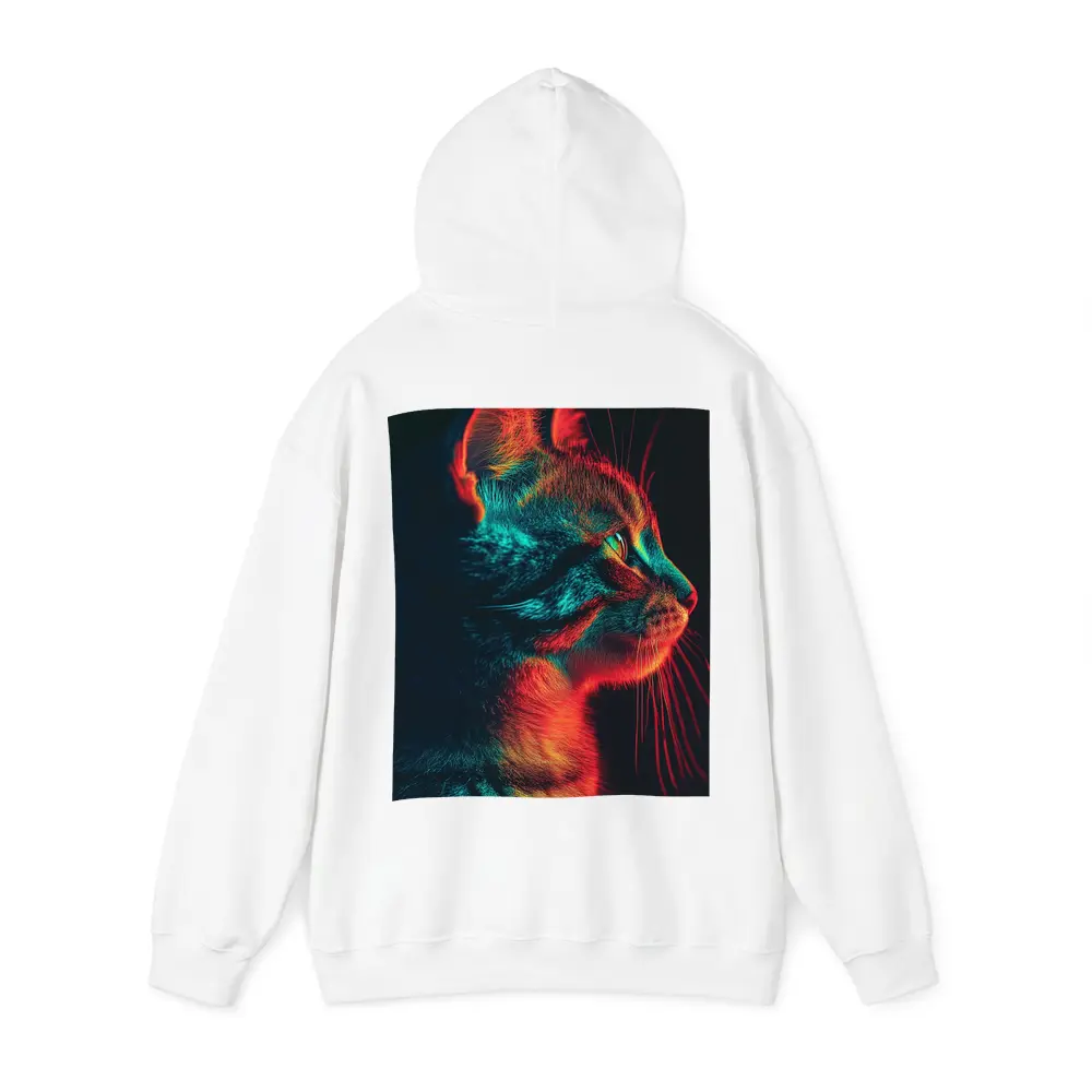 Neon Lit Kitten Dark Background Portrait – Hoodies