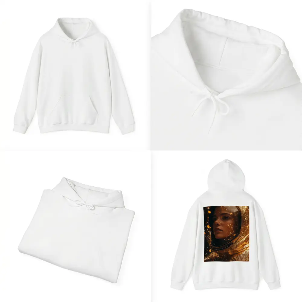 Woman Astronaut Golden Cosmic Glitter Portrait – Hoodies