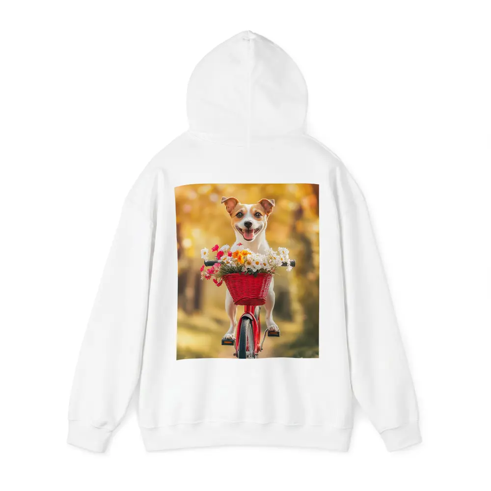 Jack Russell Terrier Riding Red Bicycle Flowers – Hoodies