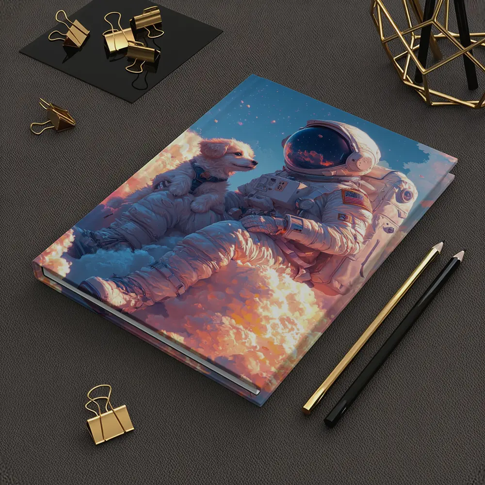 Astronaut and Dog Sitting on Clouds – Notebooks