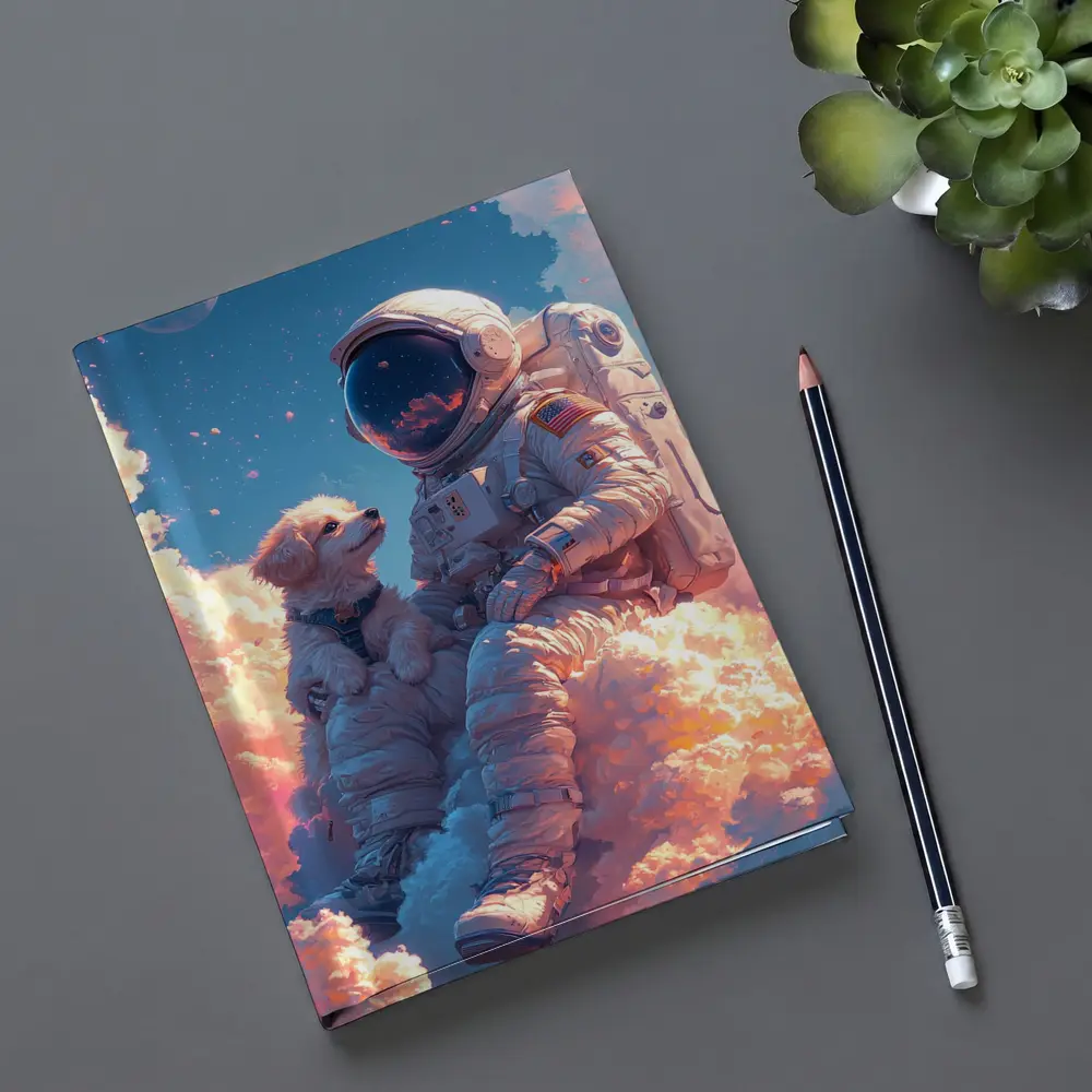 Astronaut and Dog Sitting on Clouds – Notebooks