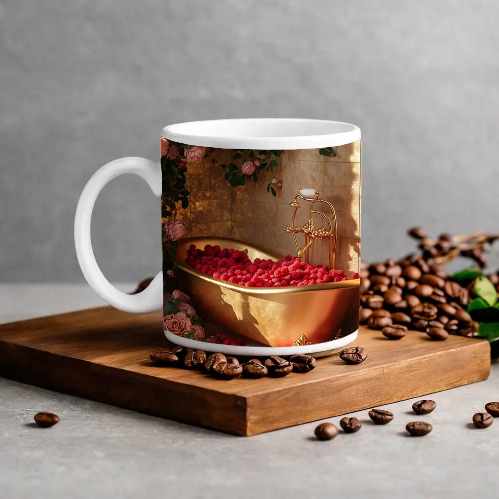 Gold Bathtub Roses Raspberries Luxury Interior – Mugs