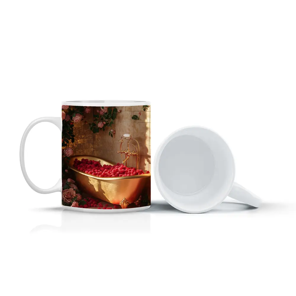Gold Bathtub Roses Raspberries Luxury Interior – Mugs