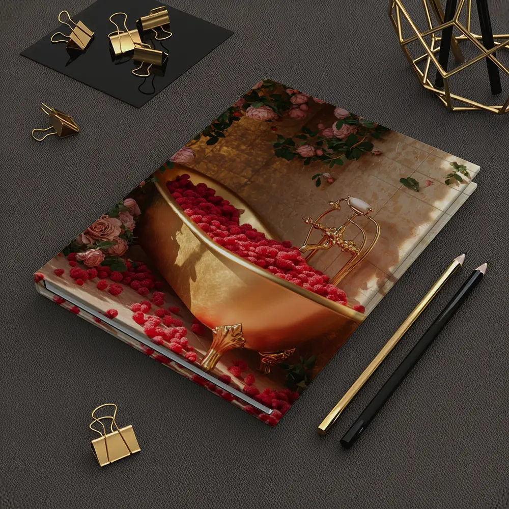 Gold Bathtub Roses Raspberries Luxury Interior – Notebooks