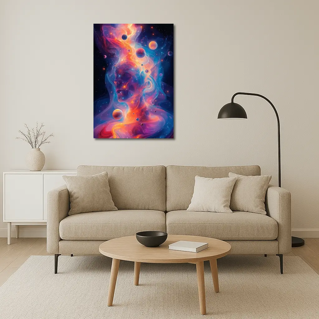 Cosmic Human Figure Swirling Nebula Space Art – Wall Art