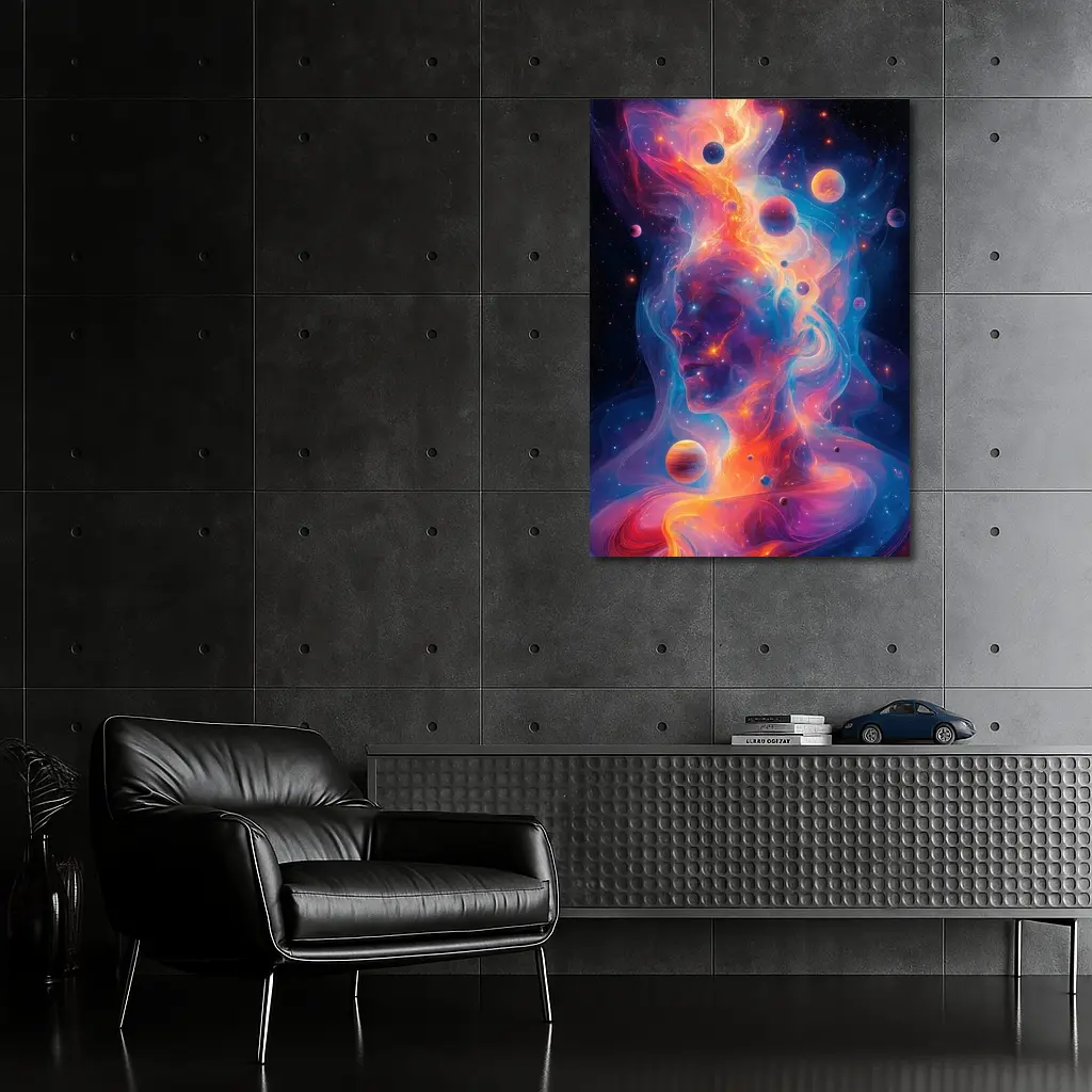 Cosmic Human Figure Swirling Nebula Space Art – Wall Art