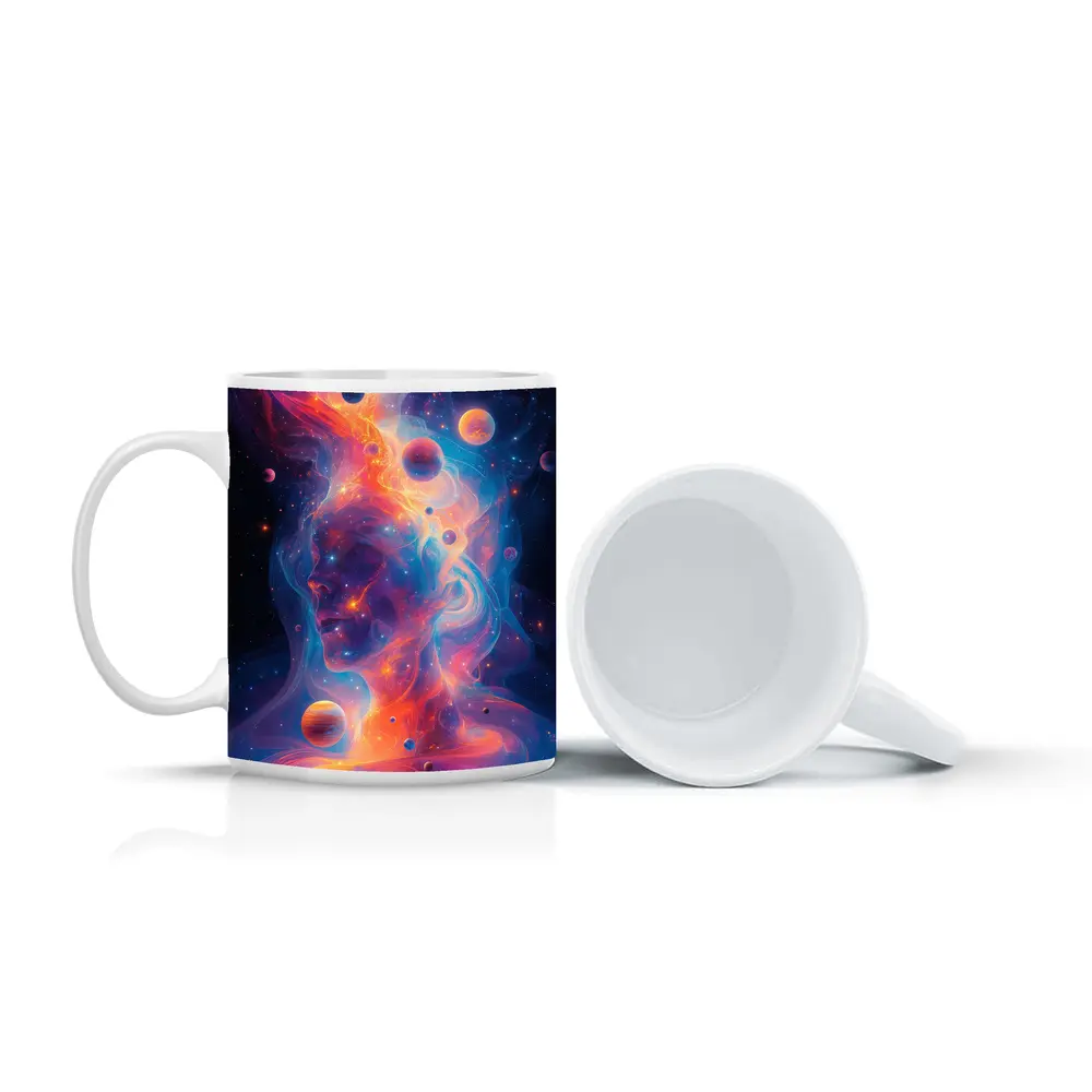 Cosmic Human Figure Swirling Nebula Space Art – Mugs