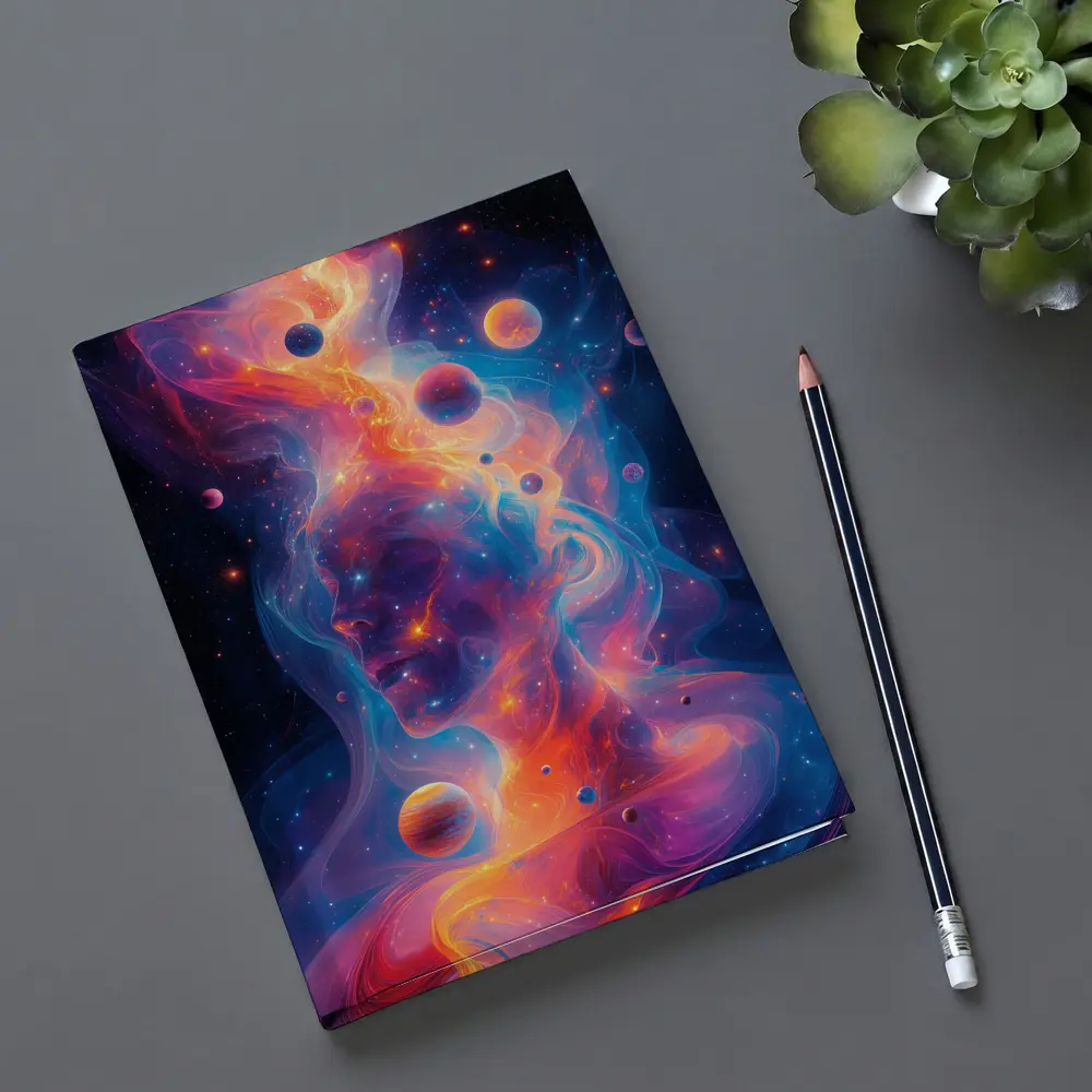 Cosmic Human Figure Swirling Nebula Space Art – Notebooks