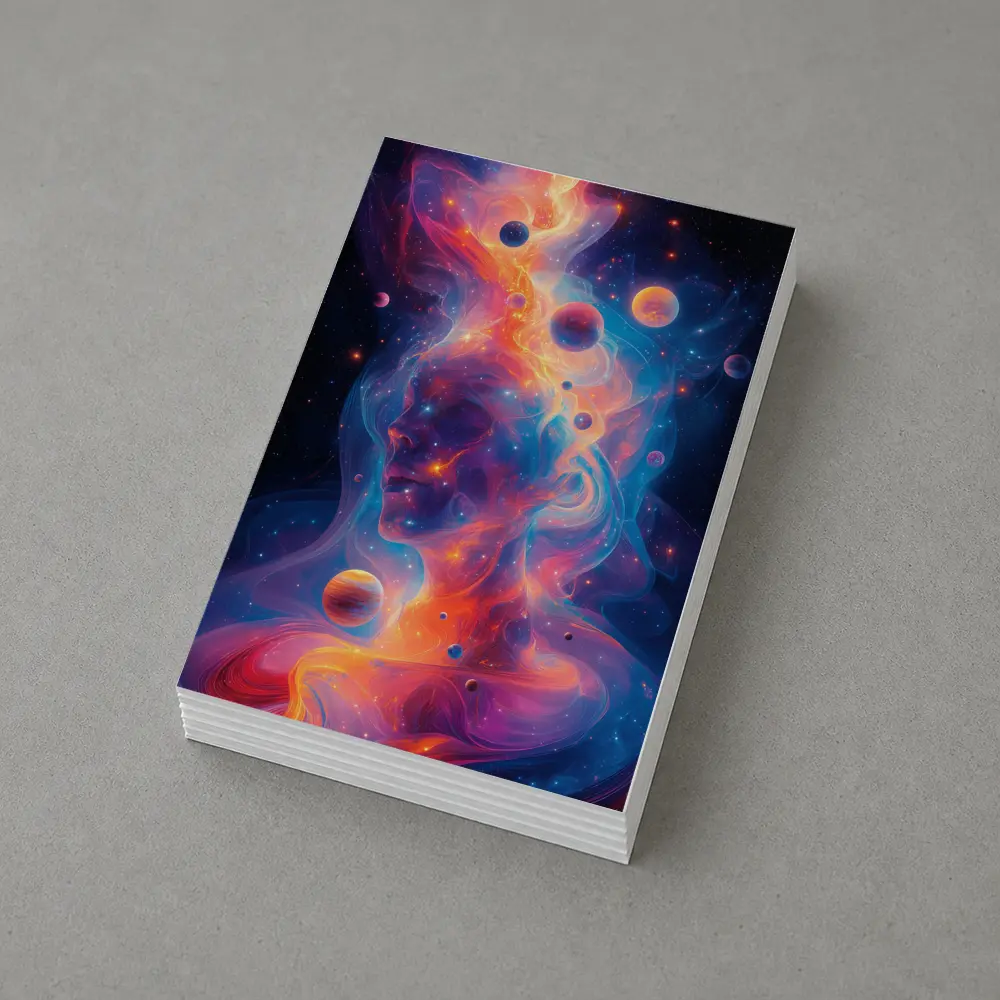 Cosmic Human Figure Swirling Nebula Space Art – Postcards