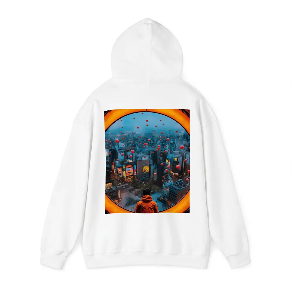 Man Gazing Over Tokyo City Through Round Window – Hoodies