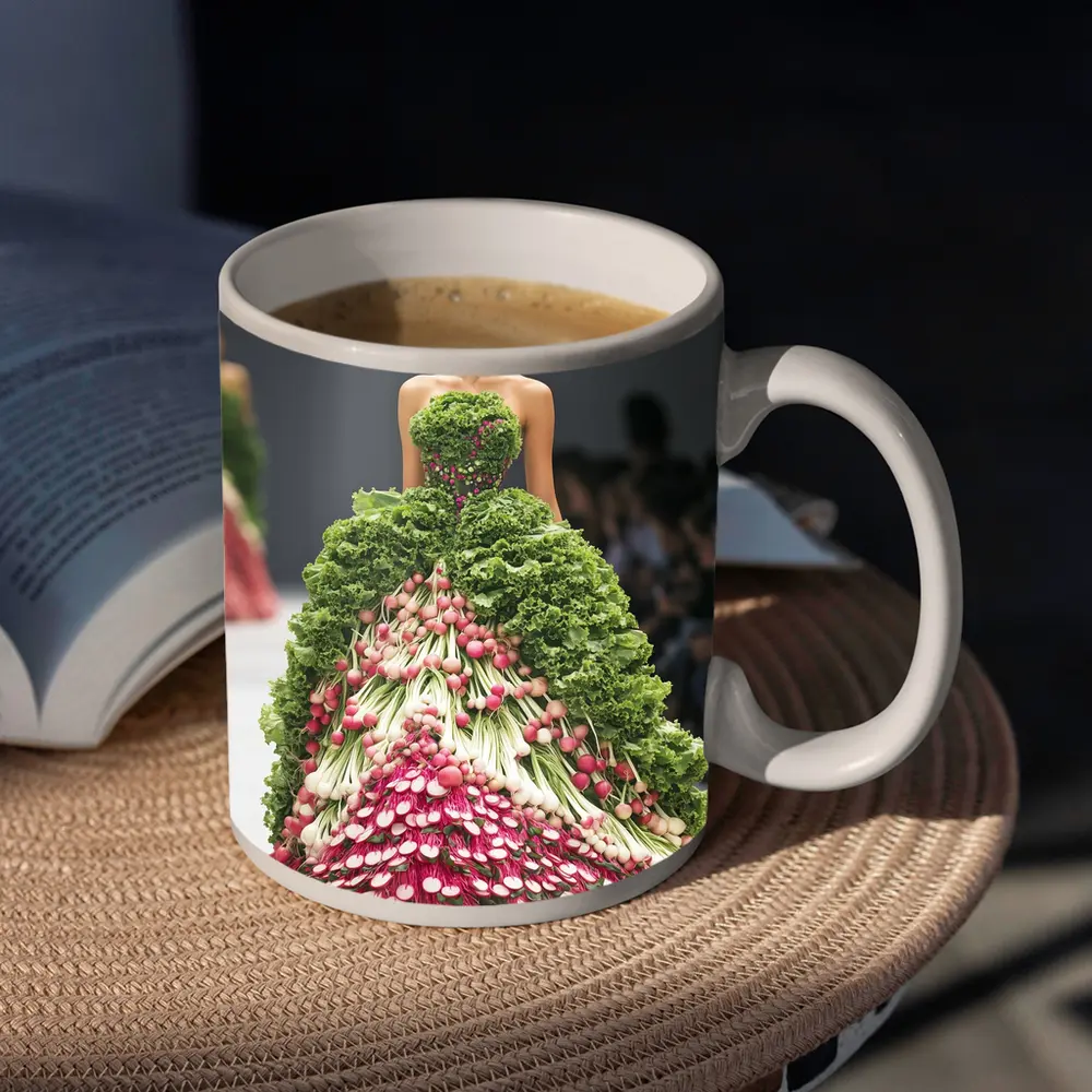 Fashion Model Wearing Vegetable Gown Runway – Mugs