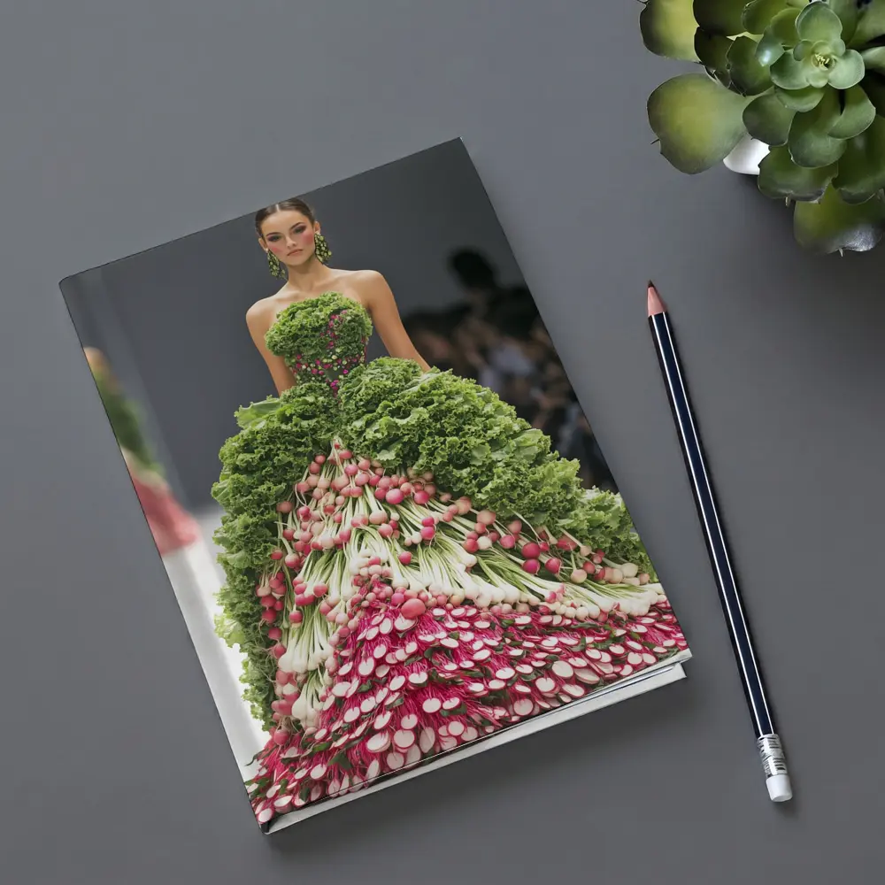 Fashion Model Wearing Vegetable Gown Runway – Notebooks