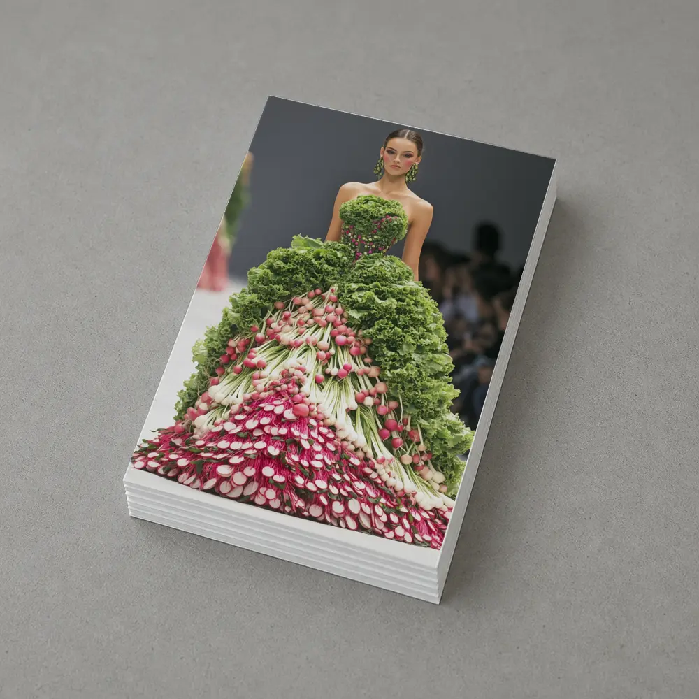 Fashion Model Wearing Vegetable Gown Runway – Postcards