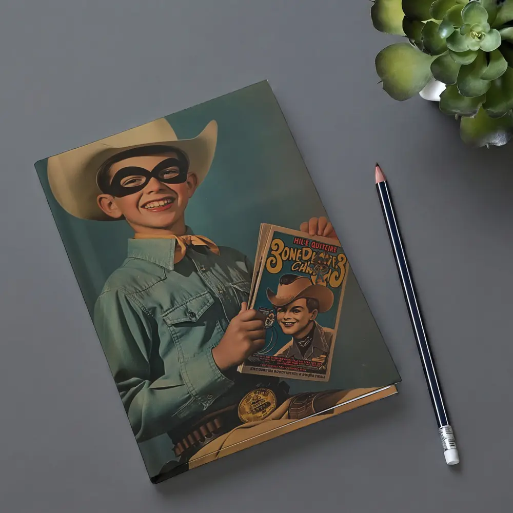 Retro Boy Cowboy Mask Comic Book Art – Notebooks