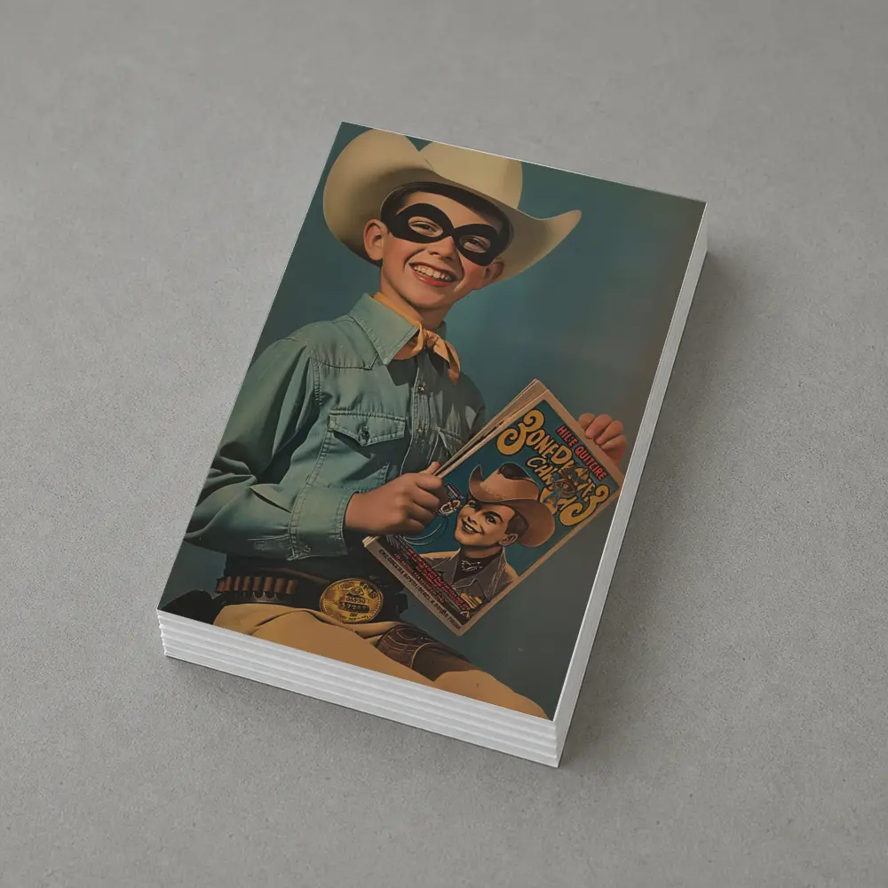 Retro Boy Cowboy Mask Comic Book Art – Postcards