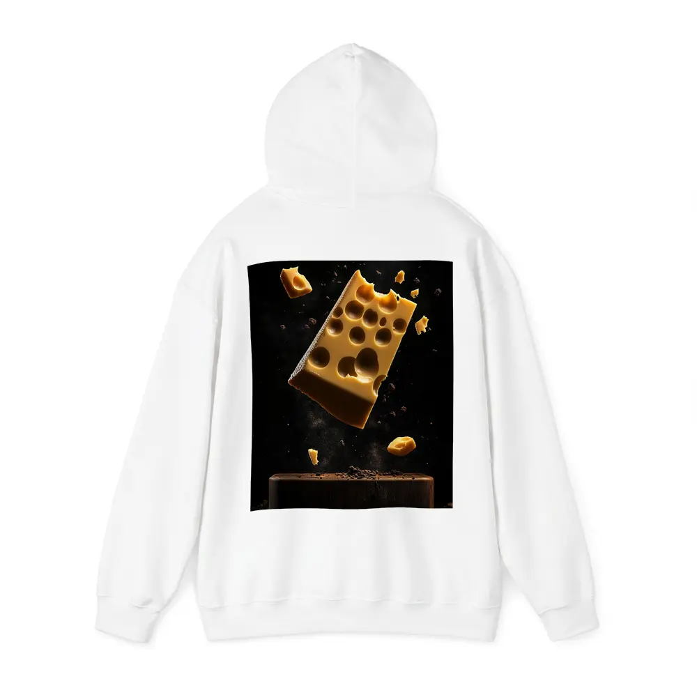 Swiss Cheese Block Floating Dark Background – Hoodies