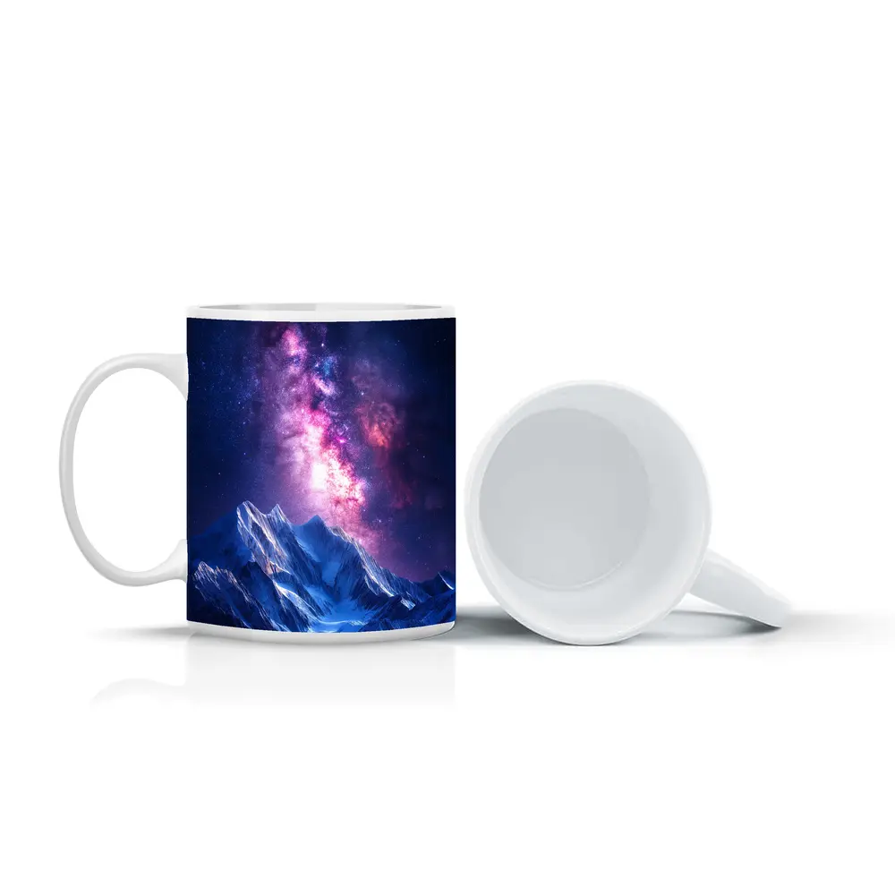 Milky Way Galaxy Over Snowy Mountain Night – Mugs