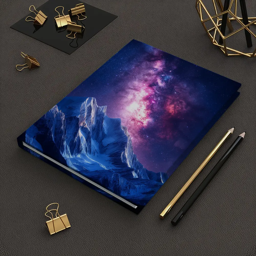 Milky Way Galaxy Over Snowy Mountain Night – Notebooks