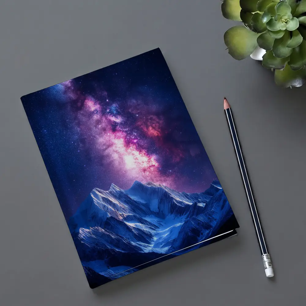 Milky Way Galaxy Over Snowy Mountain Night – Notebooks