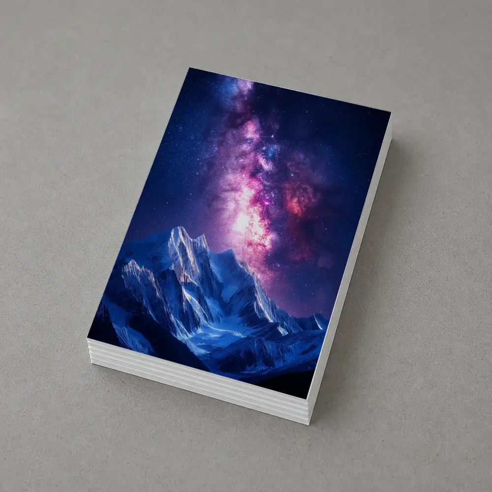 Milky Way Galaxy Over Snowy Mountain Night – Postcards