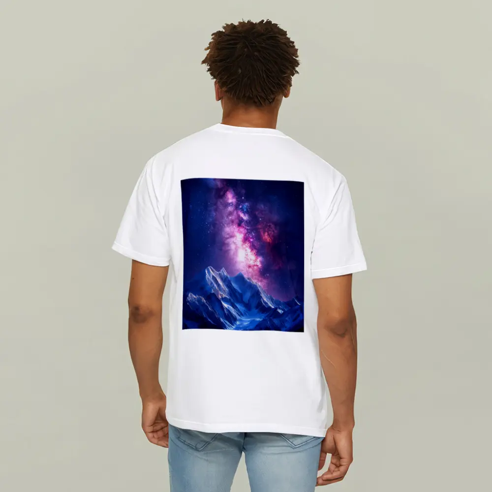 Milky Way Galaxy Over Snowy Mountain Night – T-Shirts