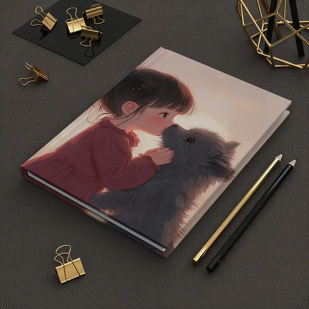 Little Girl and Puppy Anime Art – Notebooks