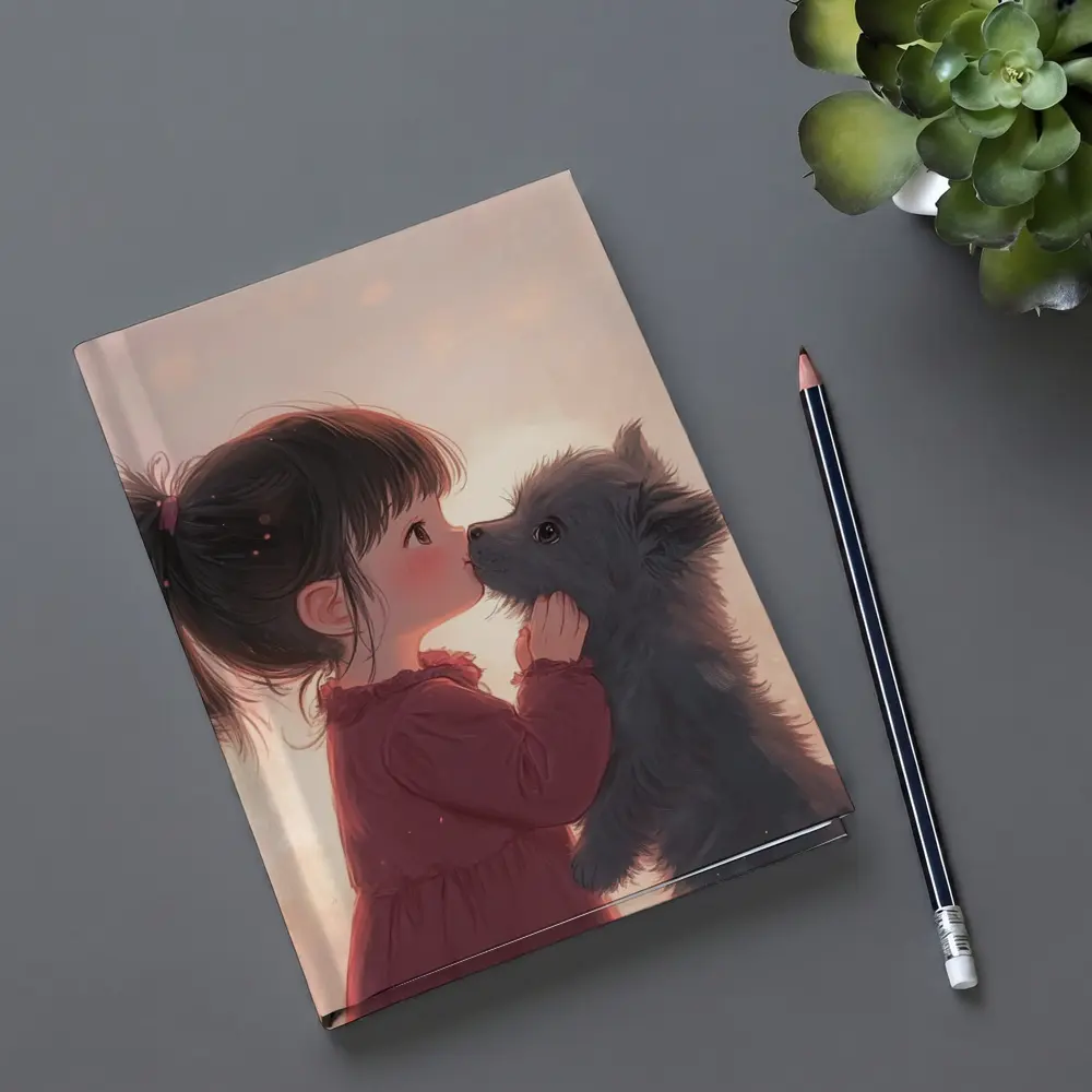 Little Girl and Puppy Anime Art – Notebooks